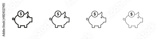 Piggy bank icon, modern stroke line art logotype graphic design pack