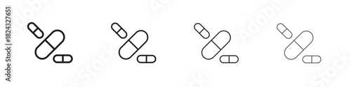 Pill icon, modern stroke line art logotype graphic design pack