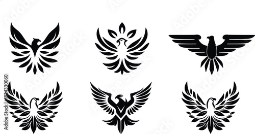 eagle silhouette vector icon set, eagle face icon, set of eagle vector illustration, symbol of freedom eagle, flying of eagle.