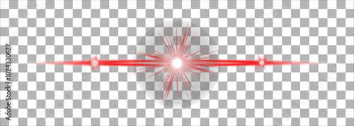 Red cross glow star isolated on a transparent background