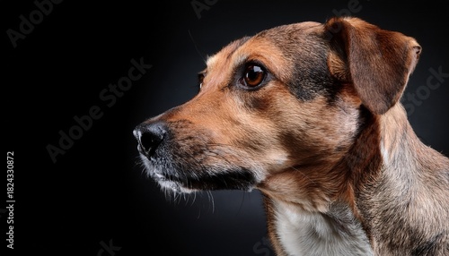 A Mixed Breed Dog Looking Sideways At The Camera