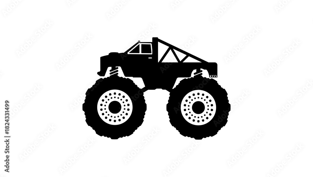 Obraz premium monster truck symbol, black isolated silhouette