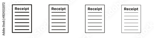 Receipt icon, modern stroke line art logotype graphic design pack