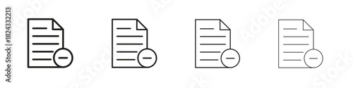 Remove document icon, modern stroke line art logotype graphic design pack