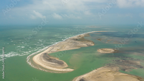 A group of islands and shoals connecting Sri Lanka and India. Adam's Bridge.