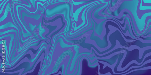 Abstract background. Distorted warping fluid abstract blue cyan colors. Wavy swarling colors. Liquid dynamic grainy texture, Colorful poster design with liquid and curve lines. 