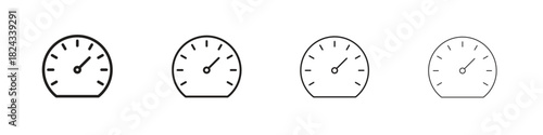 Speedometer icon, modern stroke line art logotype graphic design pack