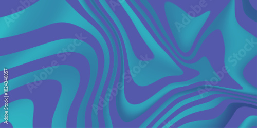 Abstract background. Distorted warping fluid abstract blue cyan colors. Wavy swarling colors. Liquid dynamic grainy texture, Colorful poster design with liquid and curve lines. 