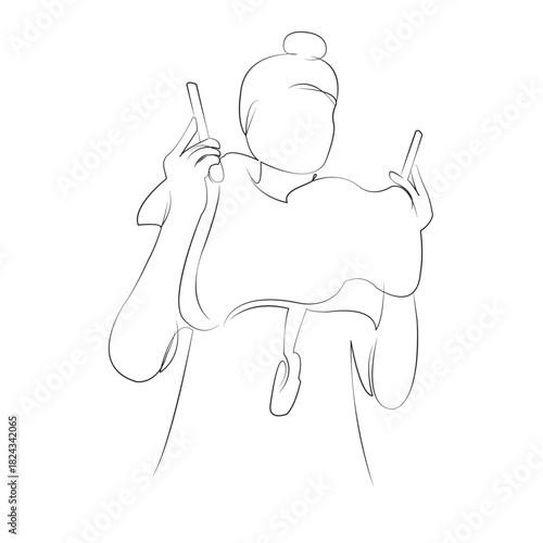 One continuous line drawing on white isolated background. Minimalism linear illustration. passenger, attendant, safety, flight, briefing, instruction, aircraft, cabin, travel, emergency