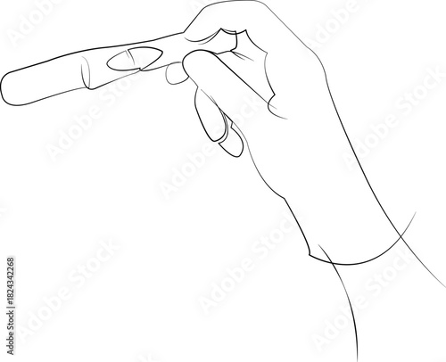 One continuous line drawing on white isolated background. Minimalism linear illustration. test, pregnancy, hand, health, positive, fertility, medicals, result, baby, holding