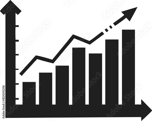 Black Growth Chart Icon with Upward Arrow and Bars