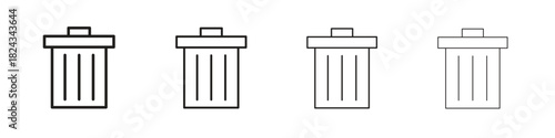 Trash Bin icon, modern stroke line art logotype graphic design pack