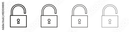 Unlock icon, modern stroke line art logotype graphic design pack
