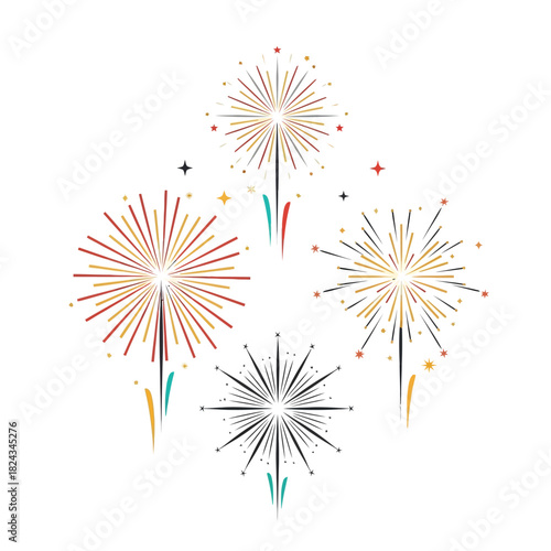 Colorful fireworks bursting in the night sky, celebrating a festive occasion