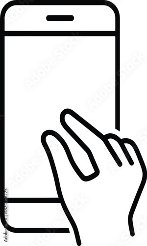 Hand tapping smartphone screen, modern mobile technology, touch interaction, digital app navigation, user experience, mobile interface for business engagement