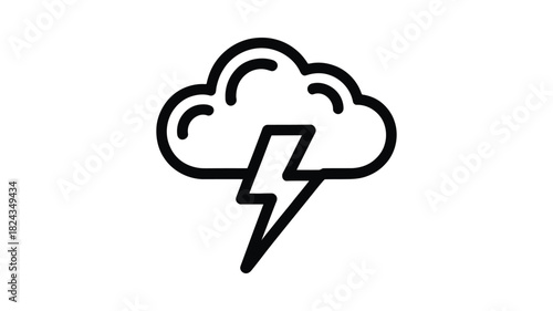 Simple outline icon of a storm cloud with a lightning bolt symbol inside