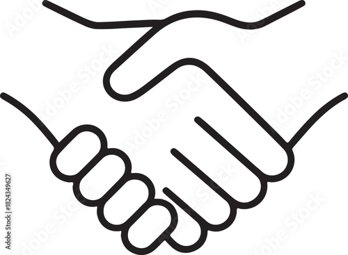 Minimalist trust handshake line icon isolated on white, ideal for partnership, agreement, and business.