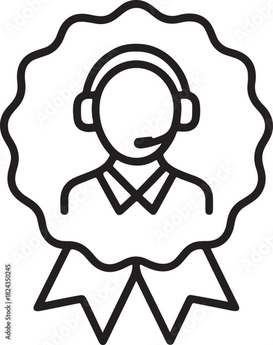 Minimalist trustworthy support service headset line icon, ideal for customer care, helpdesk, and service UI.