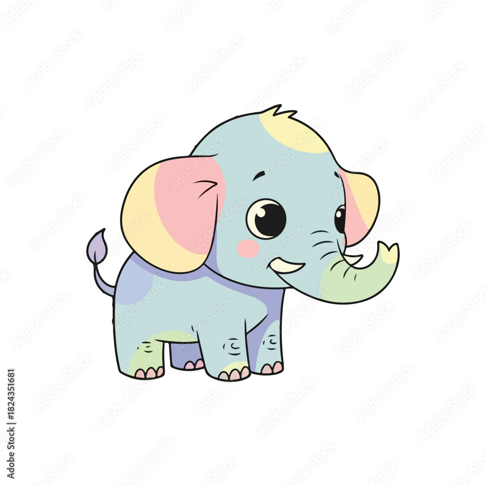 Fototapeta premium Adorable Baby Elephant Cartoon