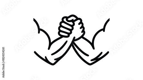 Two arms locked in a fierce arm wrestling match symbolizing strength competition and determination