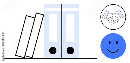 Office organization concept. File binders as a symbol of workplace efficiency and teamwork. Office organization improves productivity, supports collaboration, and streamlines tasks. Ideal