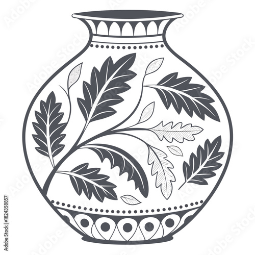 Ornate vase with leafy branch design