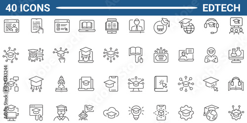 Edtech line icon set. Outline Icon Collection. Editable stroke. Vector illustration