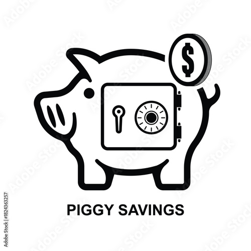 Piggy savings icon isolated on background vector illustration. Non AI generate