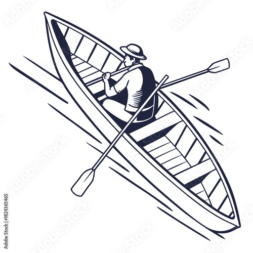 Man paddling a rowboat on water