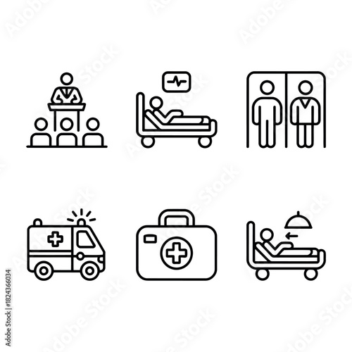 Healthcare and public facility icon set for medical and business use