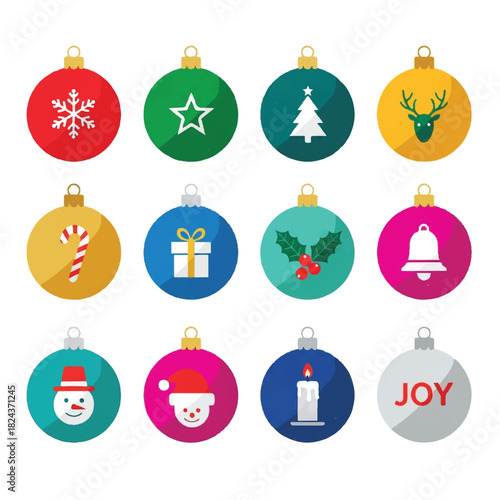 Festive Christmas Ornaments A Collection of Holiday Icons.
