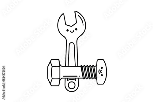 Smiling Wrench Tightening Bolt