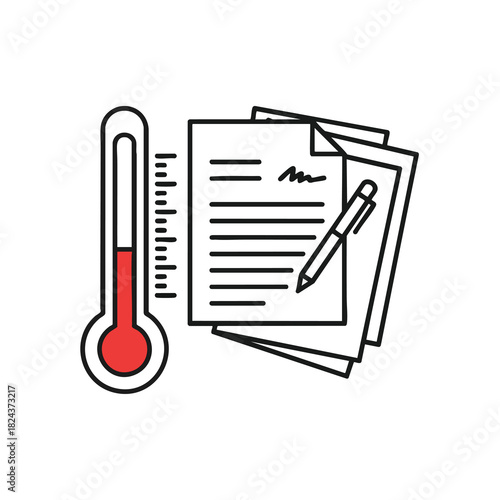 Thermometer and Document with Signature