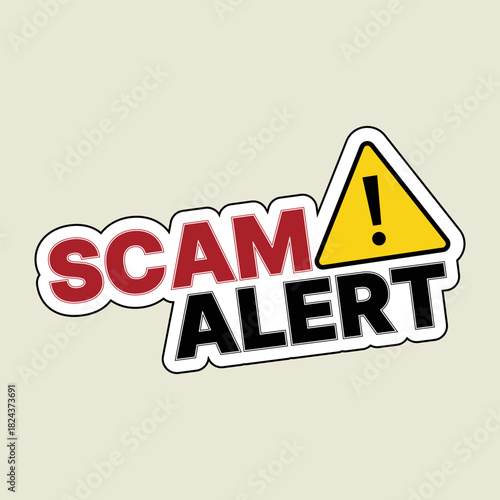 Scam alert warning sign with exclamation mark in triangle graphic