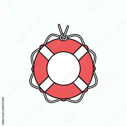 Red Lifebuoy Illustration for Safety and Rescue