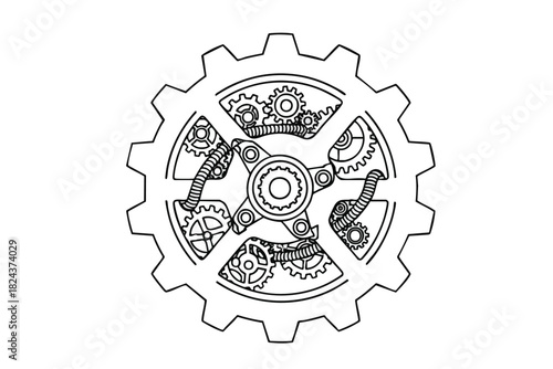Steampunk Gear Mechanism Illustration