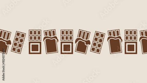 Seamless pattern of chocolate bars vector illustration with brown icons perfect for backgrounds and decorative designs