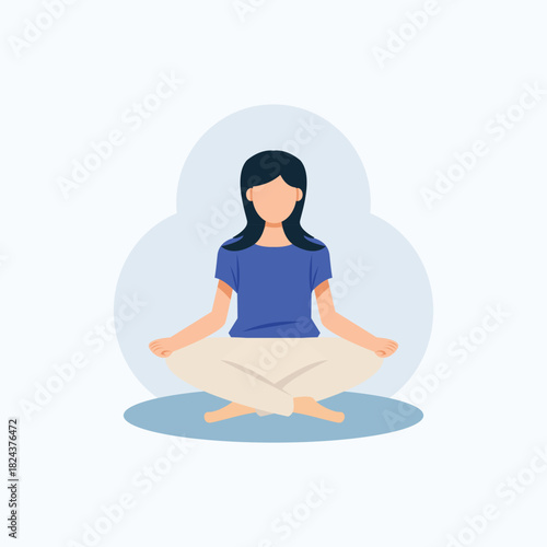 Woman meditating in lotus pose, finding peace, balance, and mental clarity through yoga and mindfulness