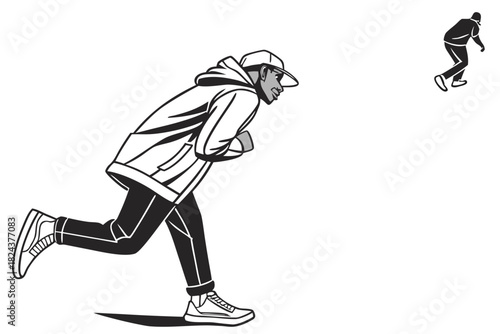 Urban Runner Illustration Print | Dynamic Streetwear Art