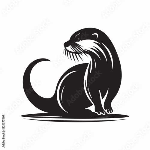 Black and white otter logo