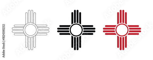 Zia symbols set. Antient Native Americans sign vector isolated icon. New Mexico state logo.