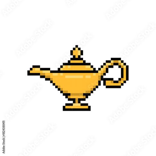 genies golden lamp pixel art