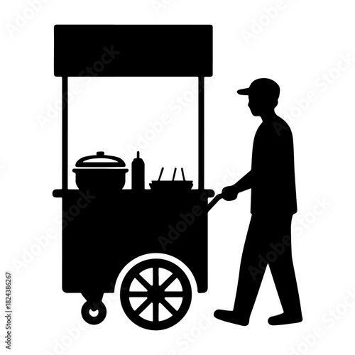 A silhouette representing the popular street food culture trend across social media