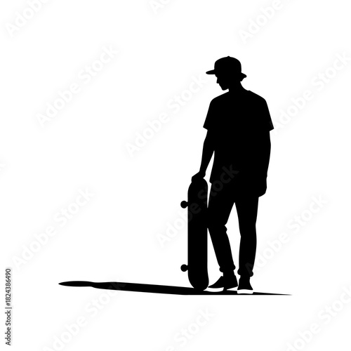 Silhouette of Men with Skateboard