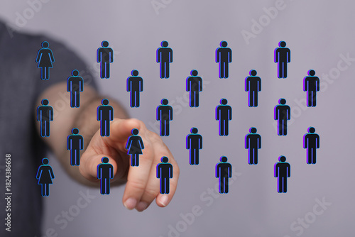 Hand pointing at icons of p...
