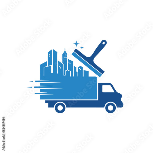 Dynamic city cleaning and maintenance service vector illustration, swift urban property delivery graphic design for modern businesses