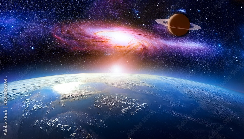 Naklejka premium Space Nebula Galaxy Planet And Star