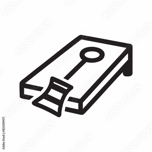 Cornhole game board icon with bean bag toss