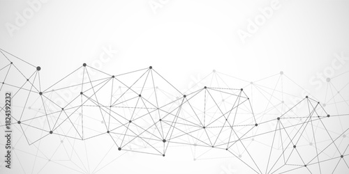 Website header or banner design with abstract polygonal background and connecting dots and lines. Global network connection. Digital technology with plexus background and space for your text