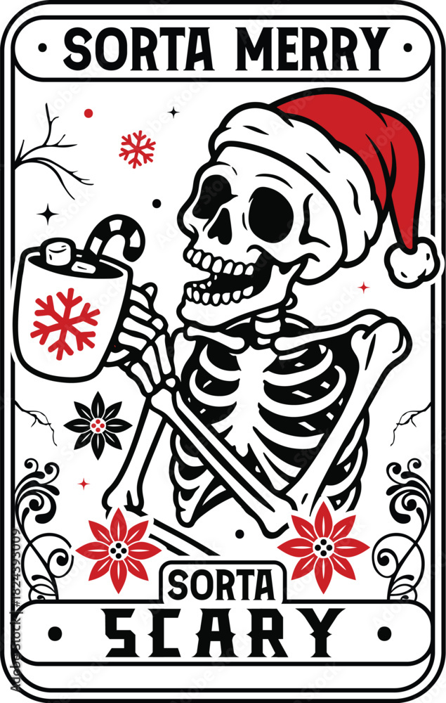 Fototapeta premium Christmas Skull SVG
